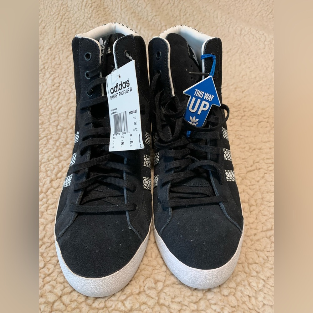 Adidas Black and White High-Top Sneakers